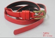 여자 폭 1.4cm 꿰매는 PU 자주색 벨트를 위한 주문을 받아서 만들어진 피복 빨간 PU 벨트
