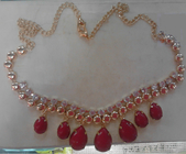 금 사슬과 가재 클립을 가진 주문 빨간 모조 다이아몬드 handmade 목걸이