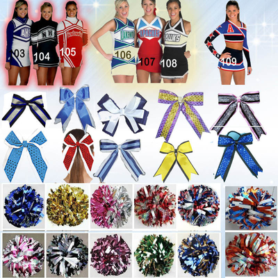 환호 팀 활을 가진 금속 모조 다이아몬드 젊음 Cheerleading 의복
