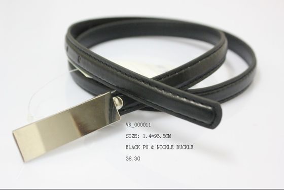 금 니켈 버클이 여자/1.4cm 숙녀 벨트를 위한 까만 PU 피복 벨트에 의하여, 시니 경기를 합니다